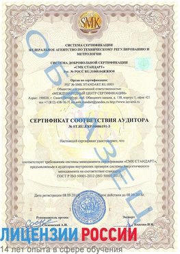 Образец сертификата соответствия аудитора №ST.RU.EXP.00006191-3 Ставрополь Сертификат ISO 50001